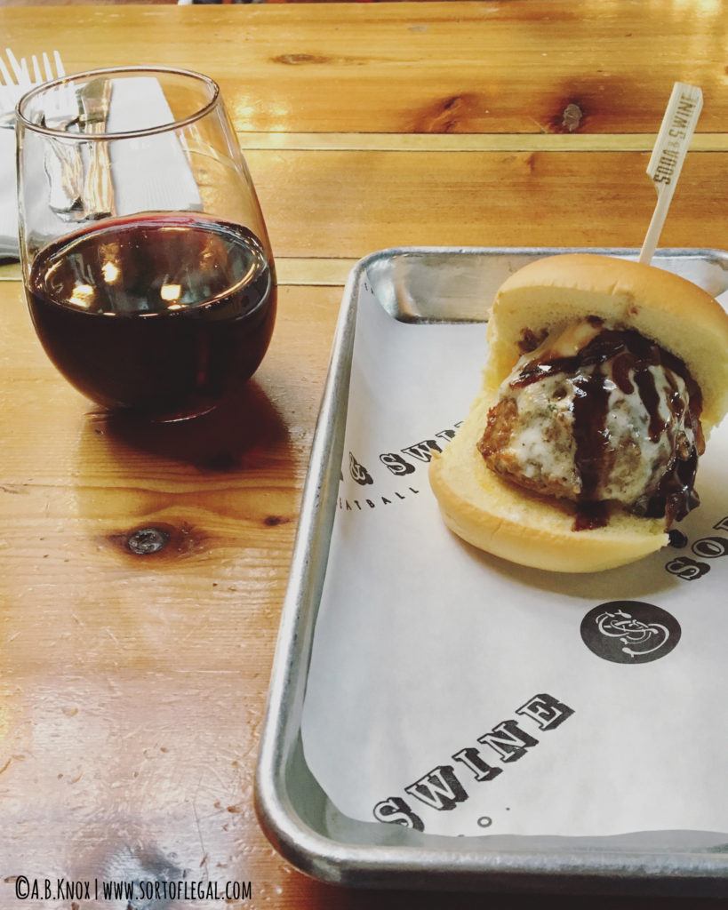 Beef Slider & Red Wine at Soda and Swine Liberty Station, San Diego