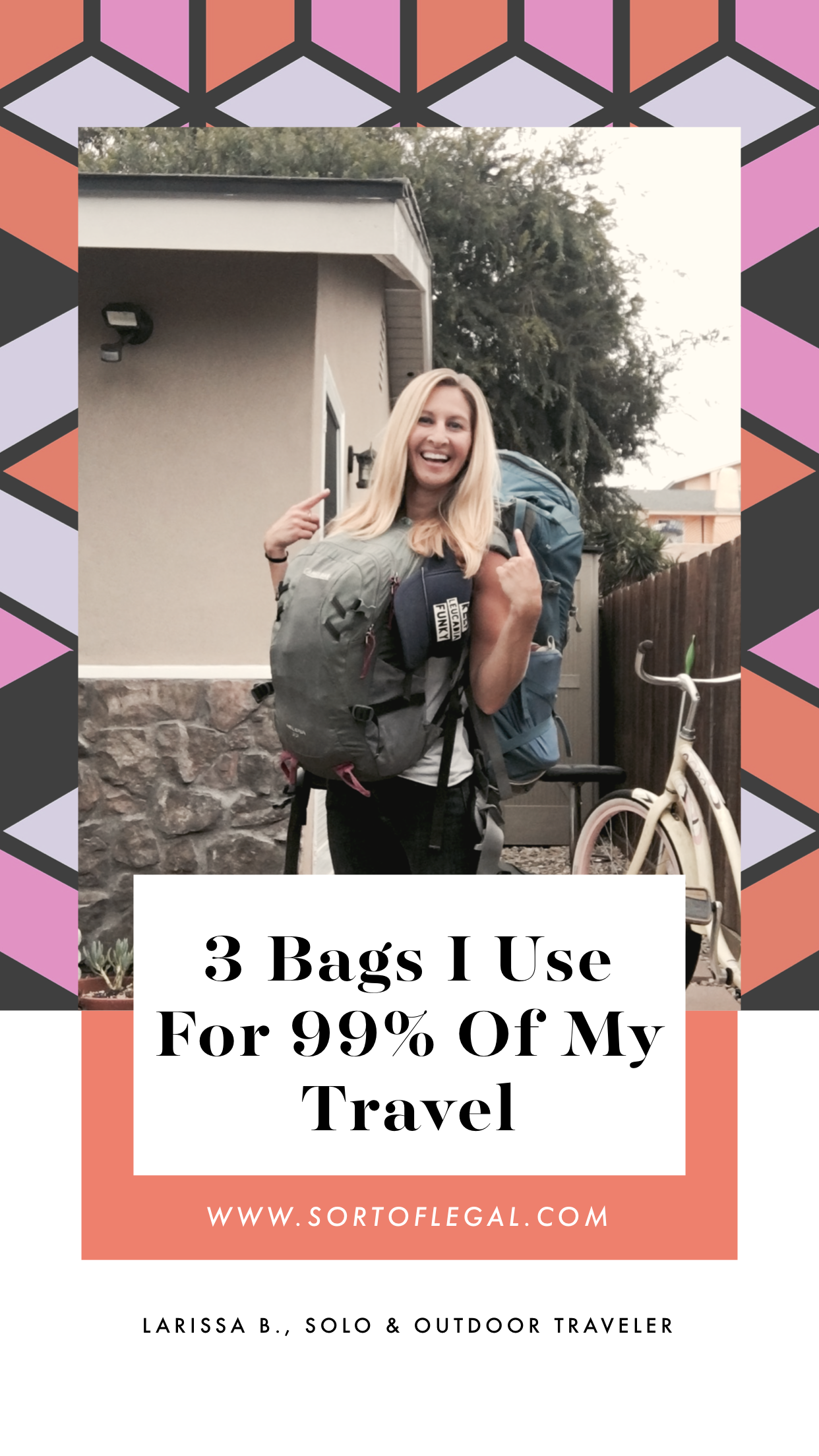 Frequent female solo and adventure traveler Larissa Bodniowycz talks about the three best bags for travel