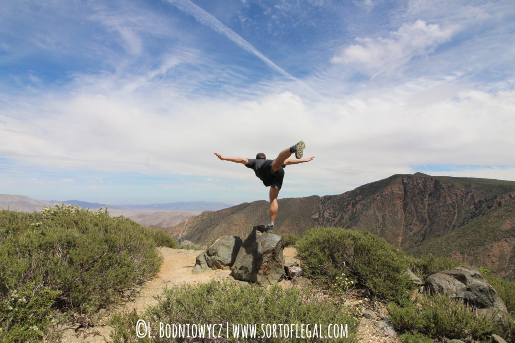 San Diego Hikes: San Diego Hikes: Yoga break on the PCT en route to Garnet Peak Trail, Laguna Mountain Area, Cleveland National Forest