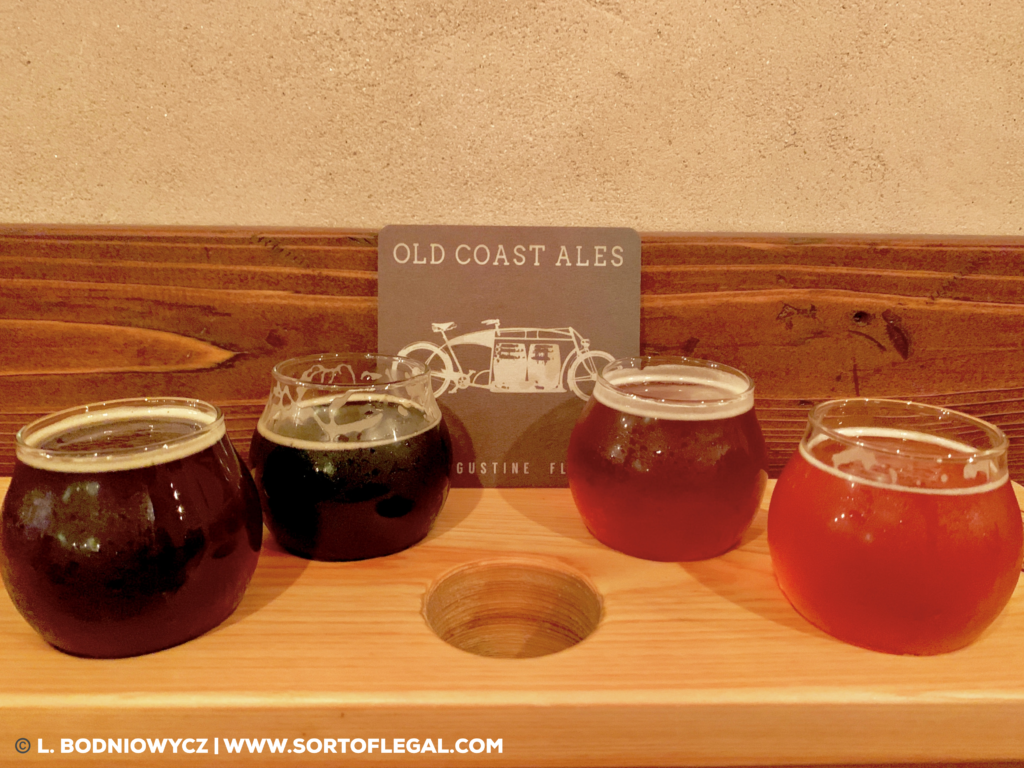 Old Coast Ales, St. Augustine Beach, FL flight of beers