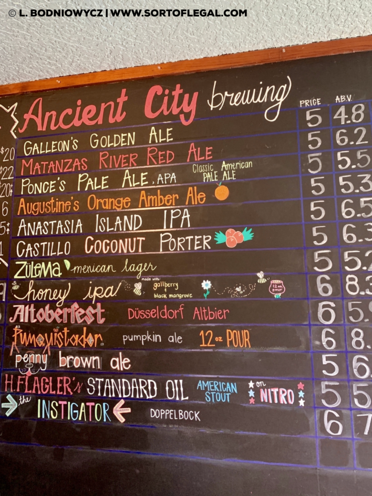 Ancient City Brewing in St. Augustine, Florida - Beer List